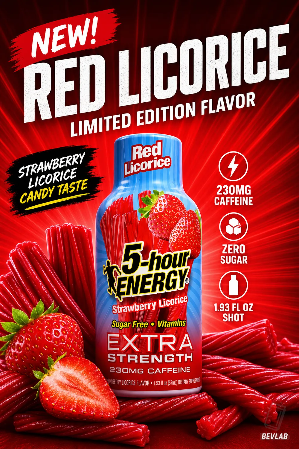 5-Hour Energy Extra Strength Red Licorice bottle