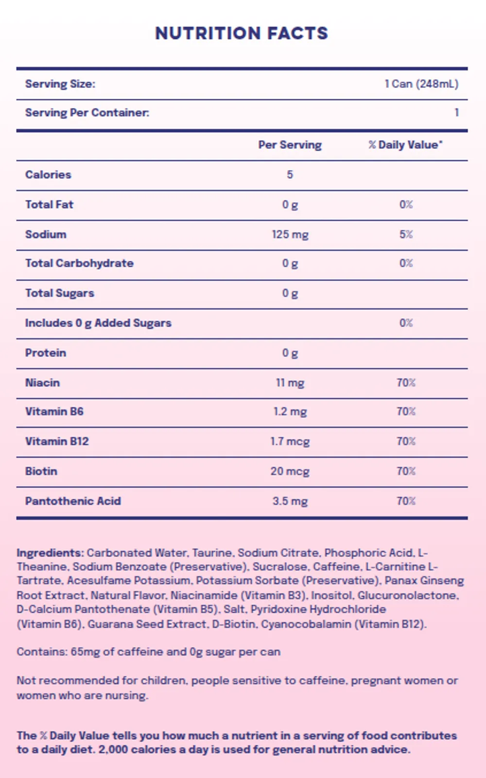 Alani Nu Energy Drink Voodoo Vanilla Mini Nutrition Facts Ingredients