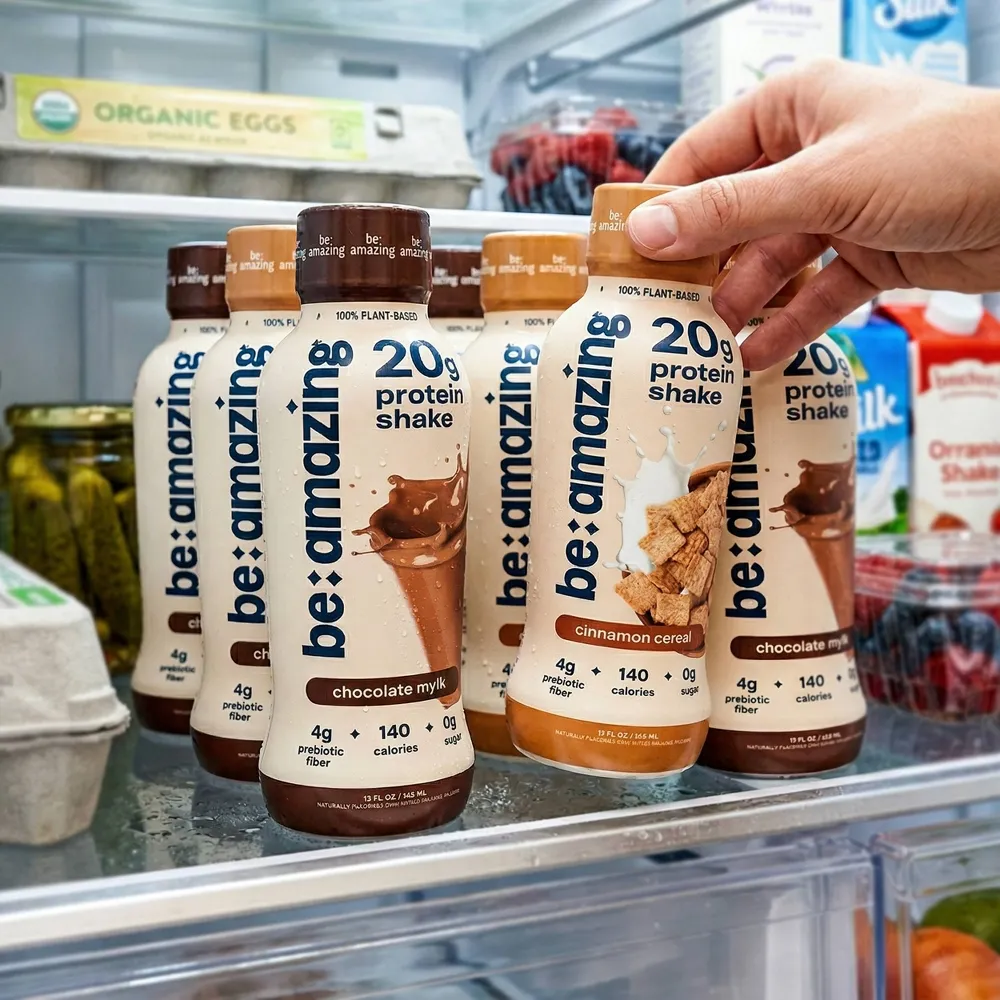 Be Amazing Vegan Protein Shake RTD be amazing protein shake rtd cinnamon cereal fridge