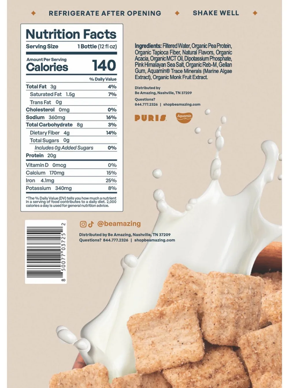 Be Amazing Vegan Protein Shake RTD be amazing protein shake rtd nutrition facts