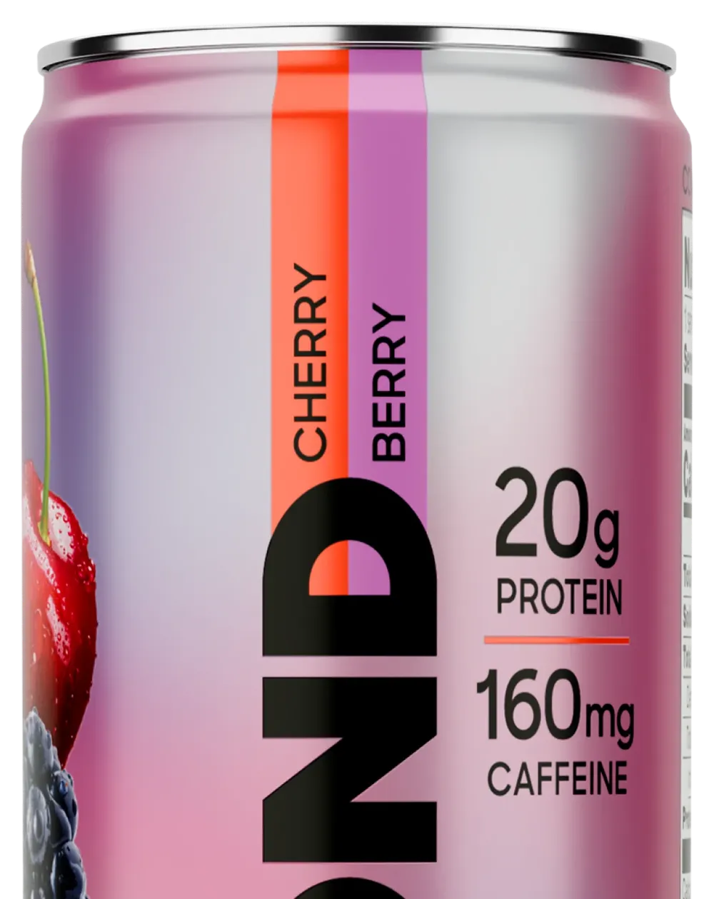 A tall silver can with pink and purple accents and a large black vertical “IMMERSE” logo