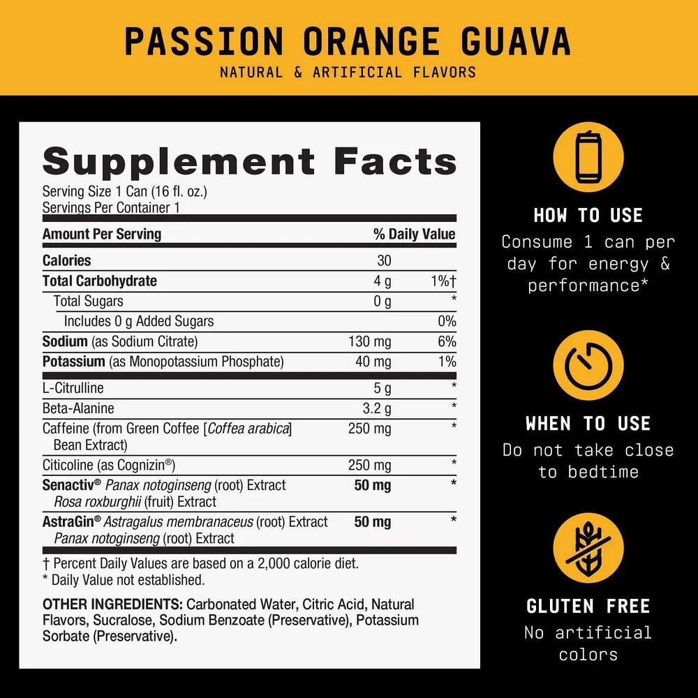 Beyond Raw LIT V2 On-The-Go beyond raw lit v2 label facts panel passion orange guava