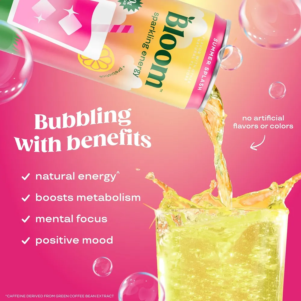 Bloom Sparkling Energy Summer Splash benefits callout graphic