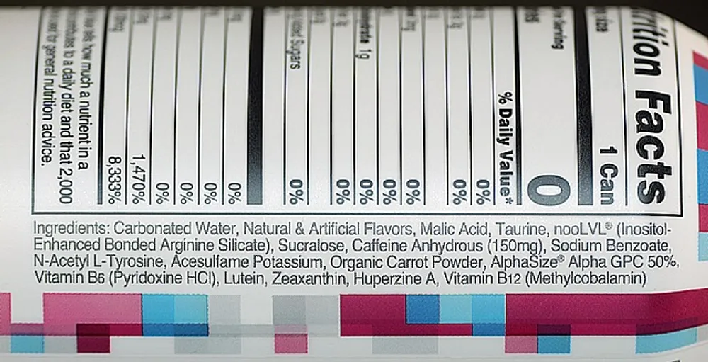 Bucked Up Big Game Energy Drink: Is it Here to Stay? bucked up big game cotton candy label ingredients 2