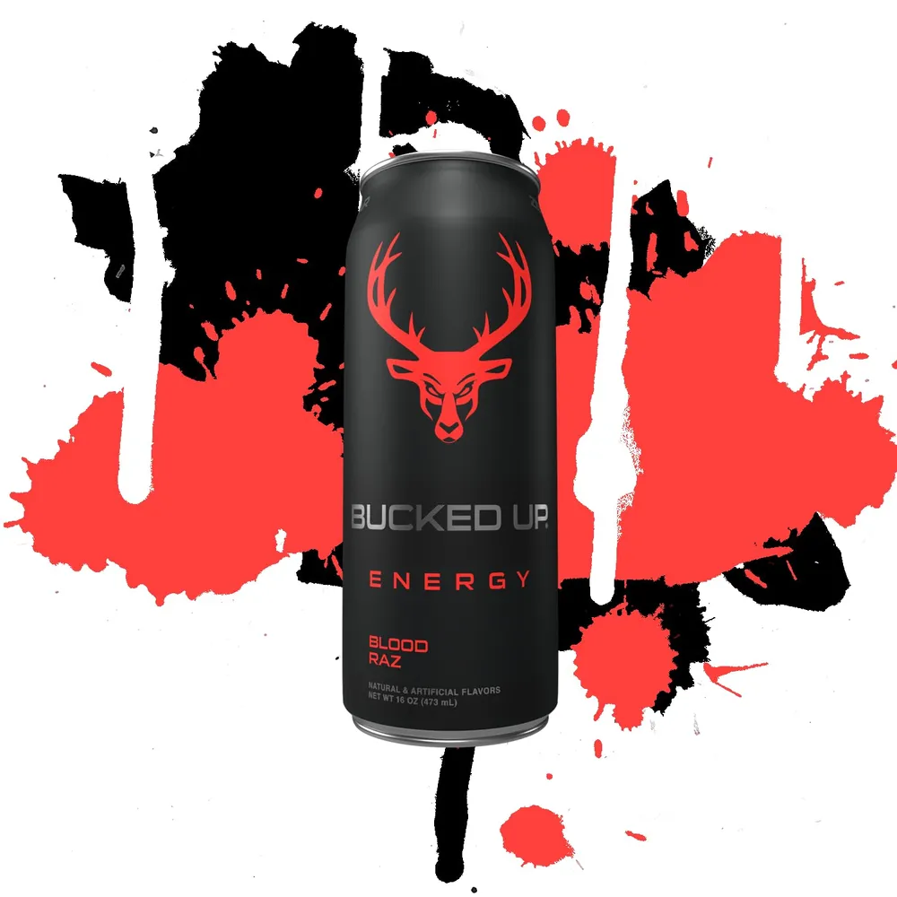Bucked Up Energy Drink Blood Raz flavor can