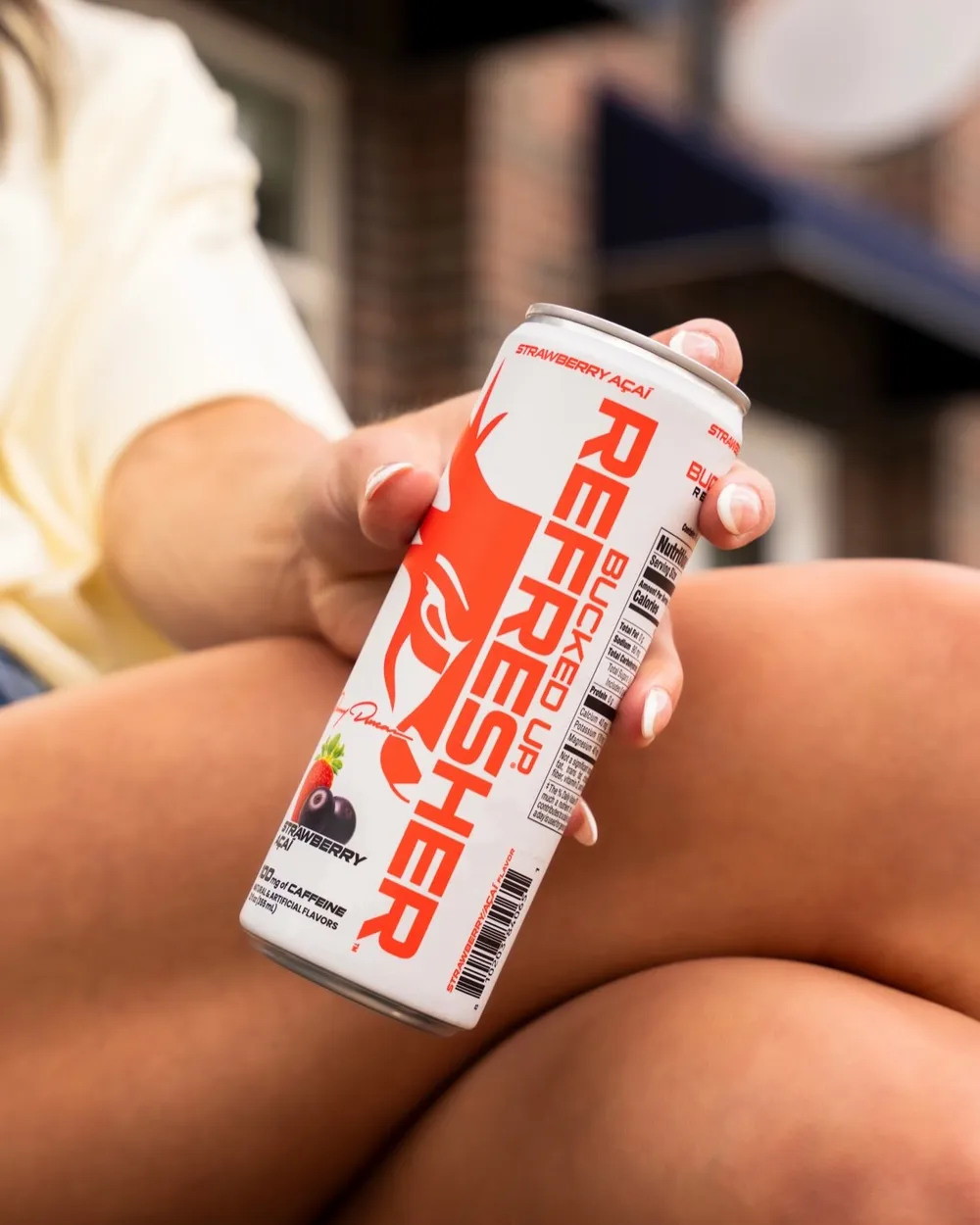Bucked Up Refresher Strawberry Acai can, Danny Duncan collaboration flavor