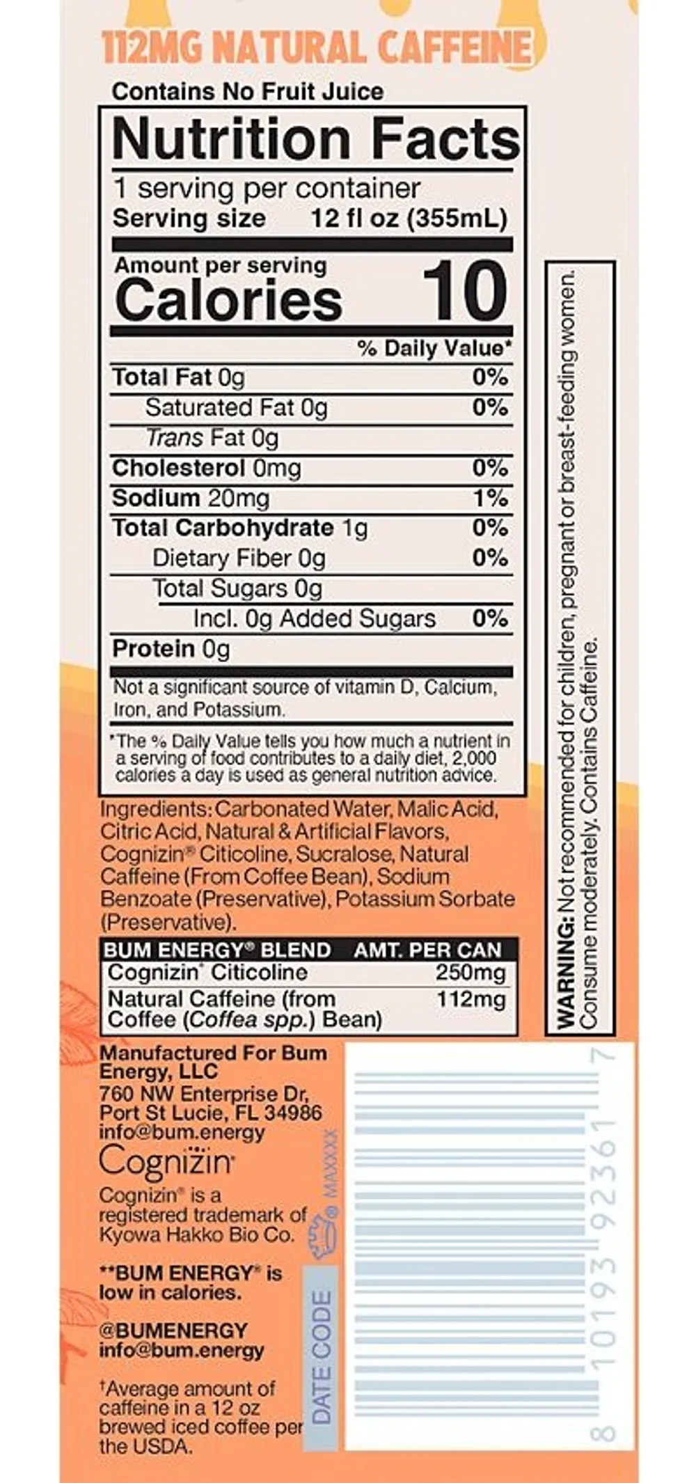 Bum Energy Energy Drink — Peaches and Honey by Ella Langley bum energy peaches honey label