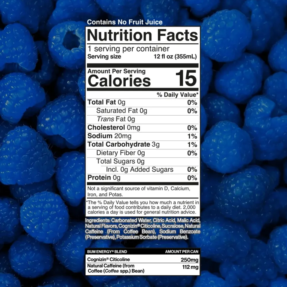 Bum Energy Raspberry Rage Label