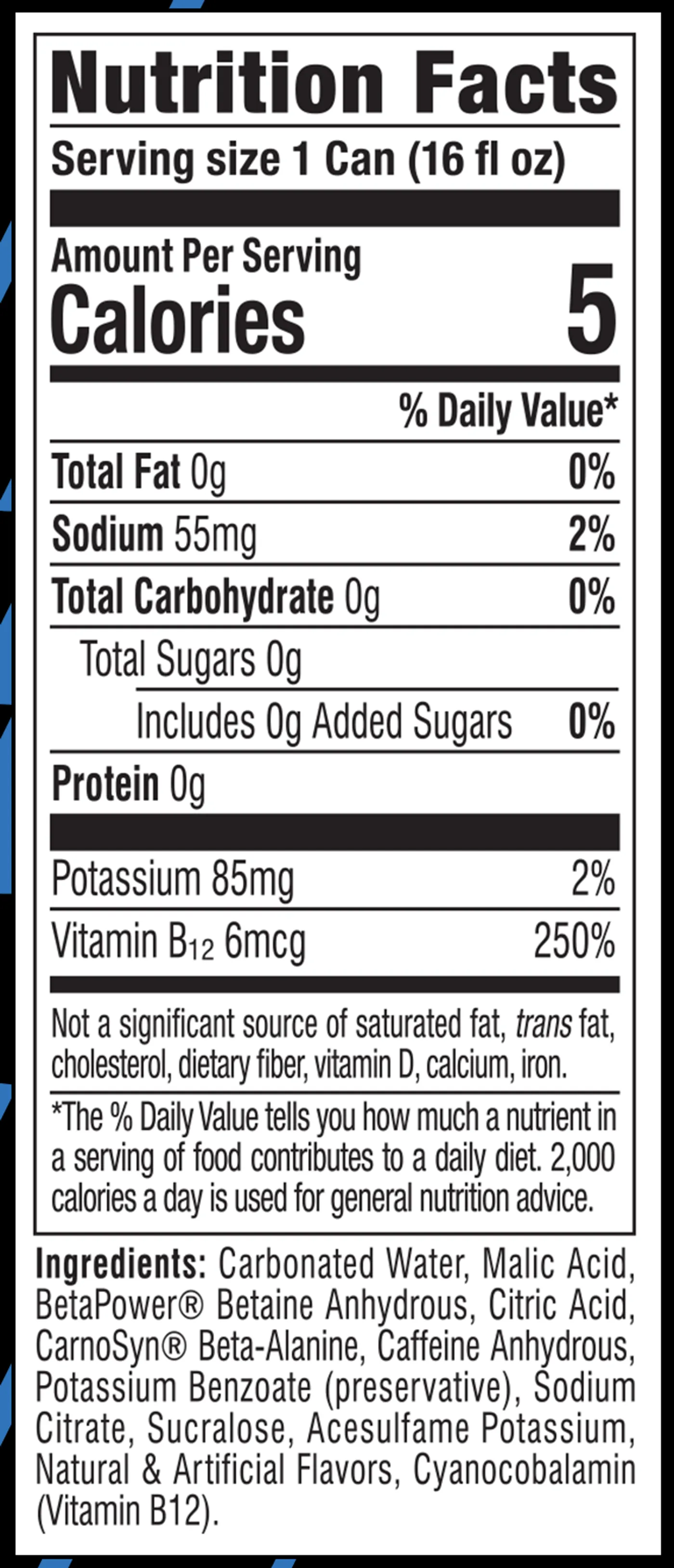 C4 Ultimate Energy nutrition facts and ingredient panel