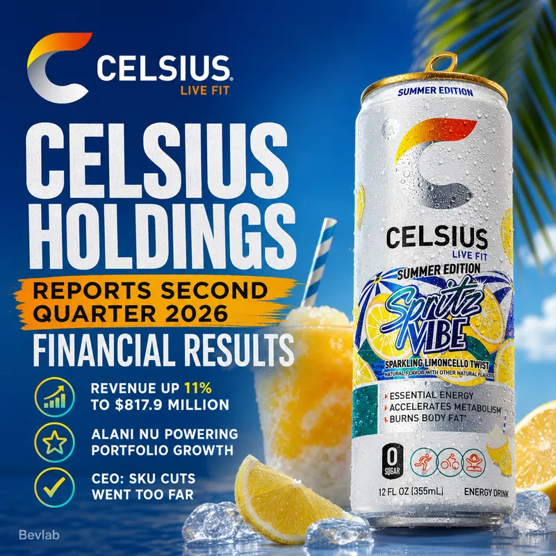 Bevlab graphic for Celsius Holdings' Q2 2026 earnings report