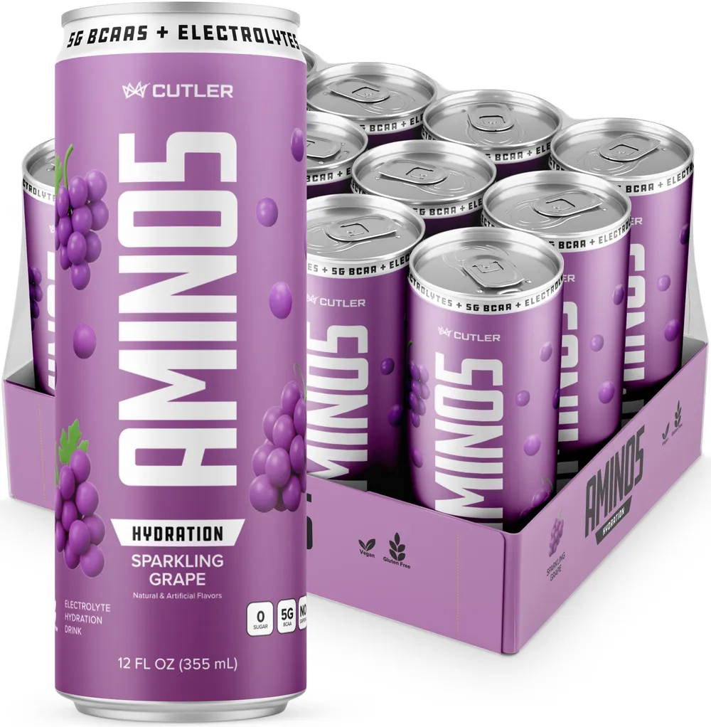 Case of Cutler Amino5 Sparkling Grape cans