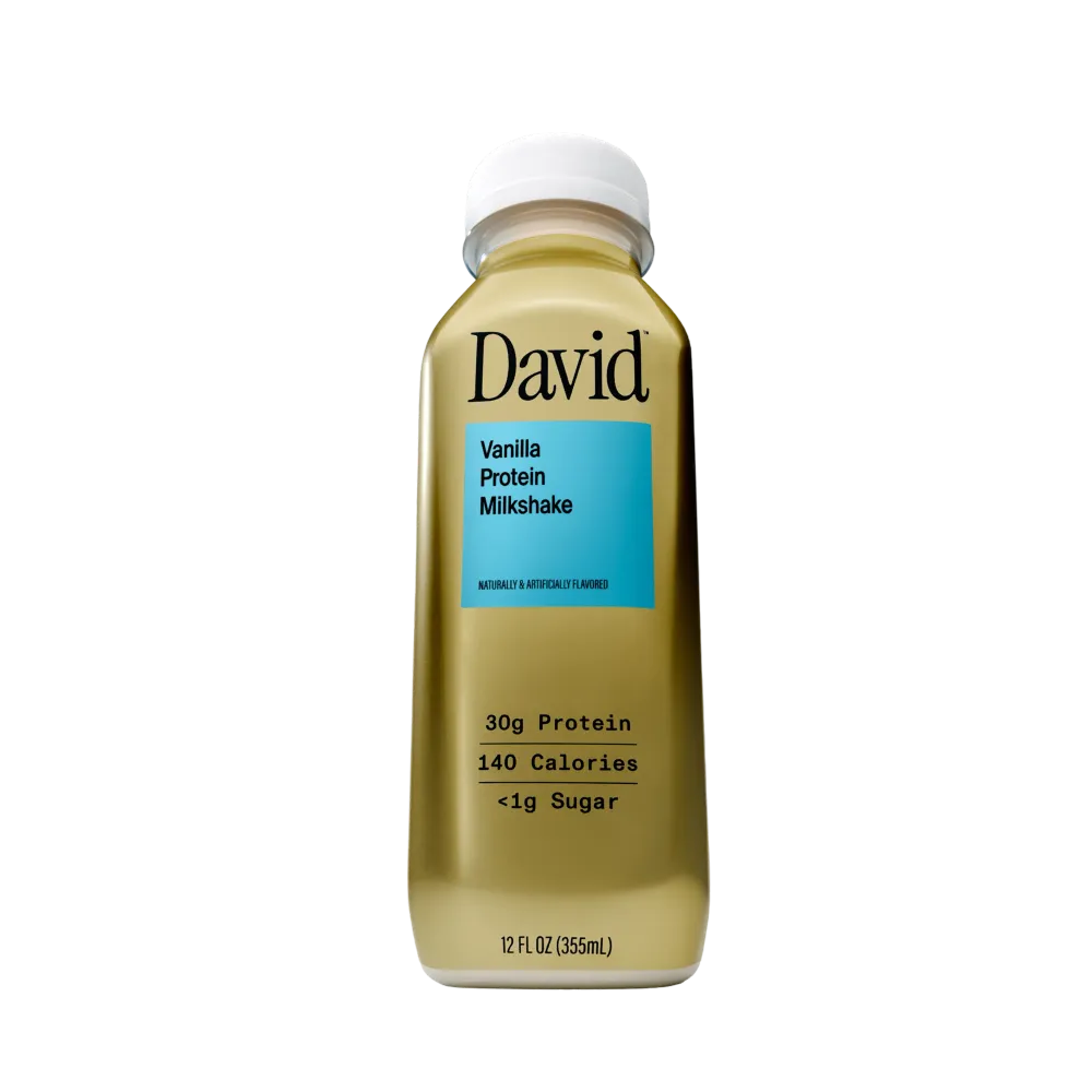david protein milkshakes vanilla bottle front