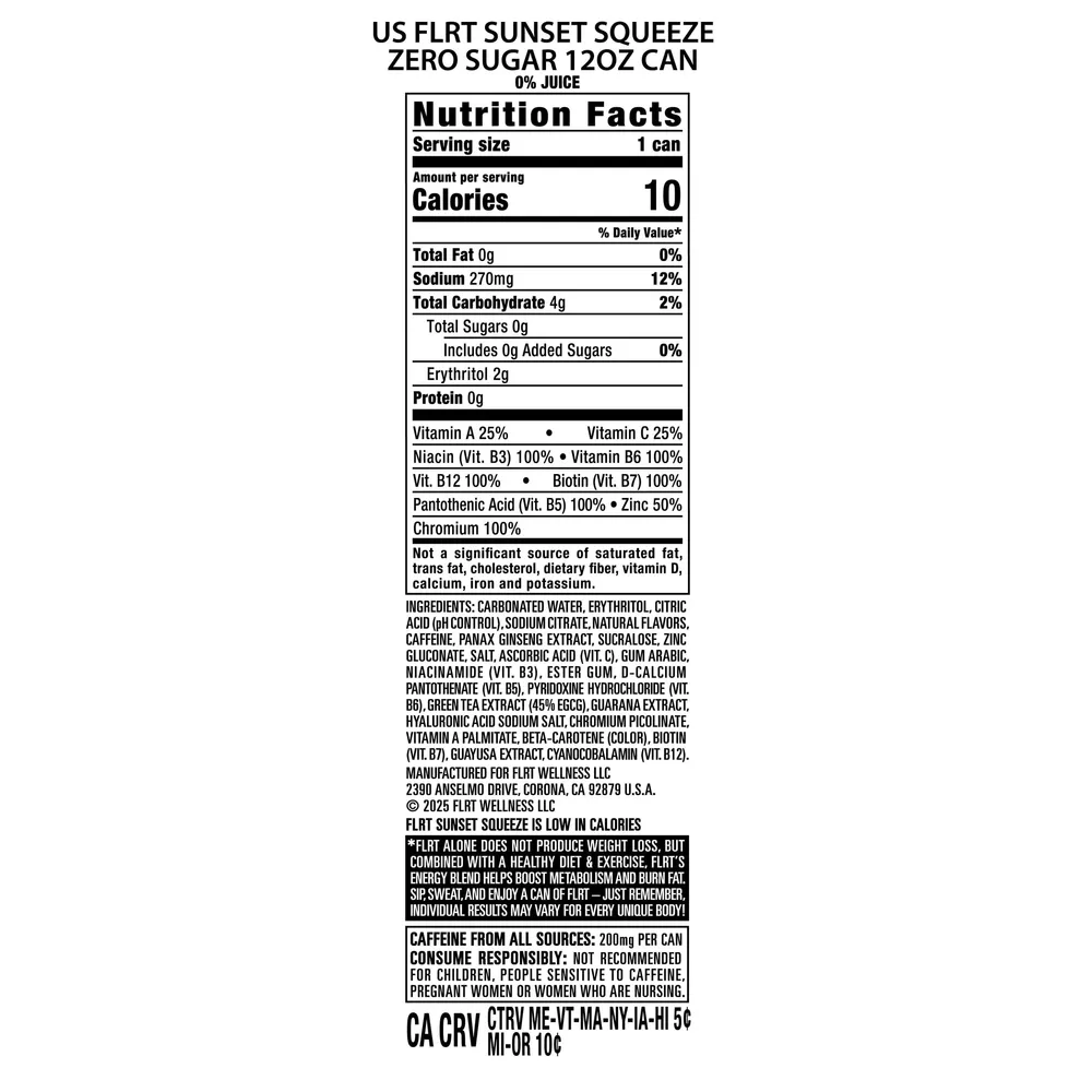 FLRT Energy Drink Ingredients