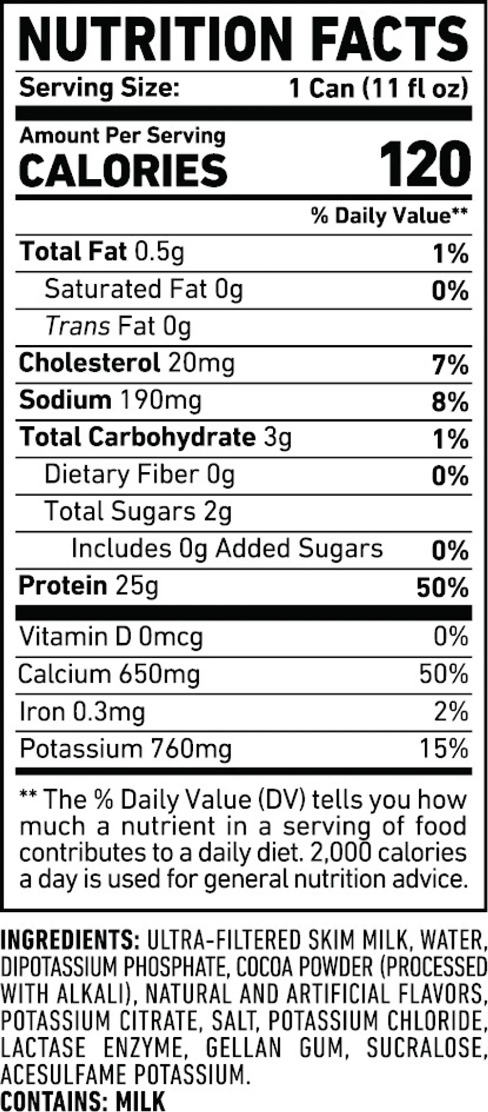 Ghost Protein Drink Yoo-Hoo Chocolate Ingredients