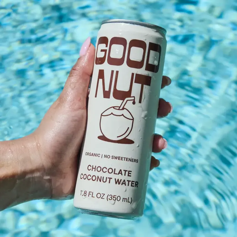 Good Nut Chocolate Coconut Water can and product shot