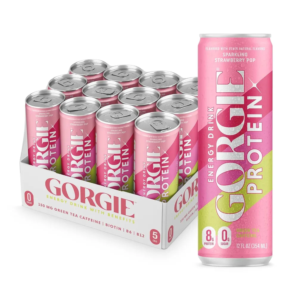 gorgie protein energy drink strawberry pop front