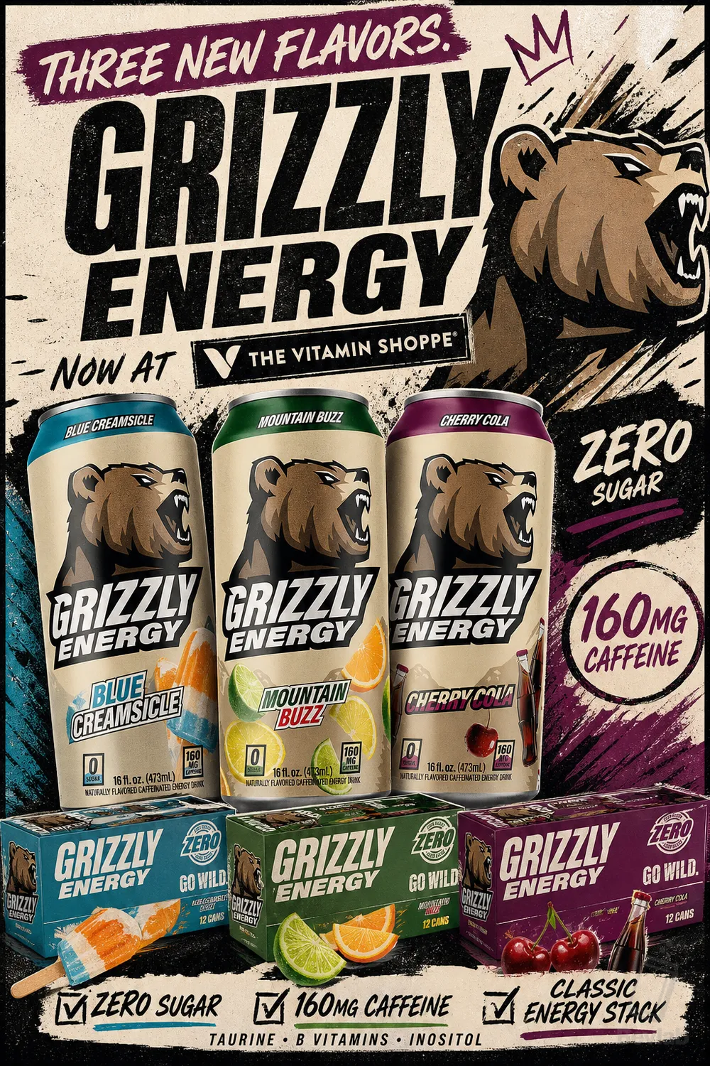 Grizzly Energy Blue Creamsicle can with popsicle artwork and turquoise branding
