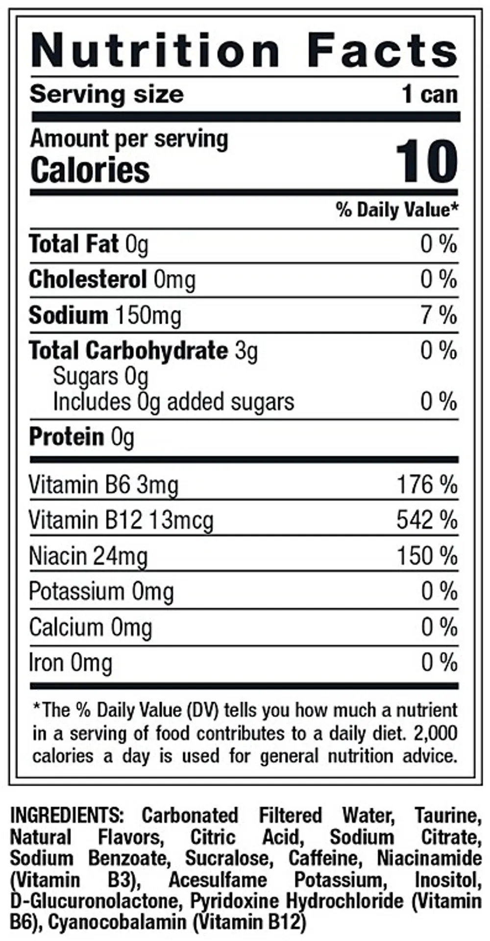 Grizzly Energy Drink supplement facts and ingredients panel