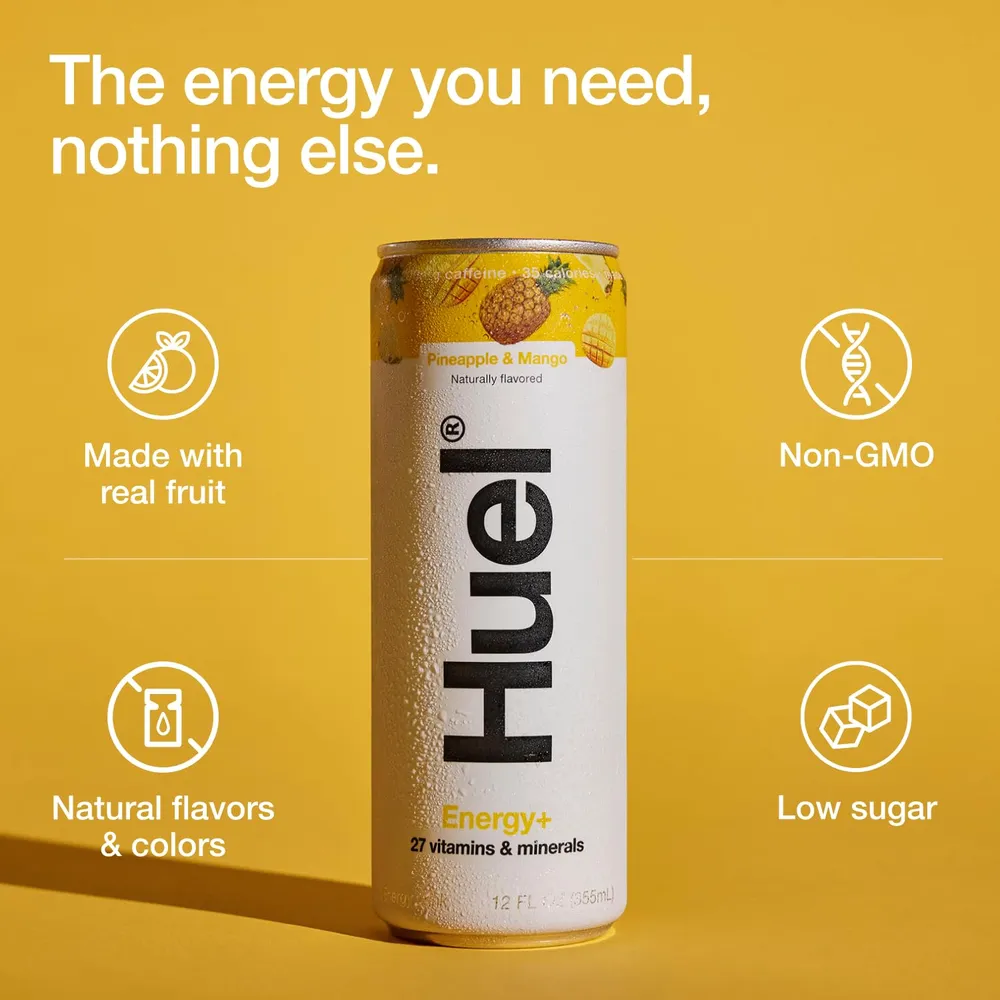 Huel Energy+ Drink huel energy plus features pineapple mango