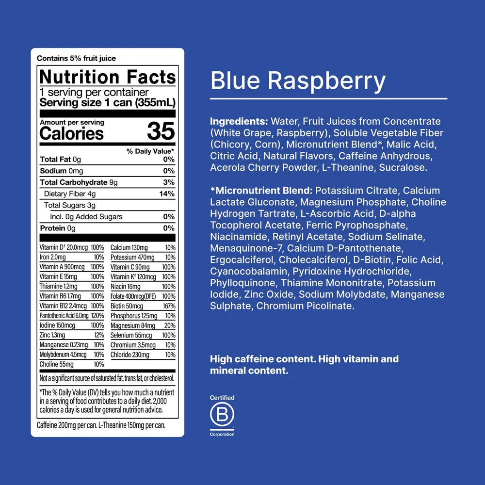 Huel Energy+ Drink huel energy plus nutrition blue raspberry