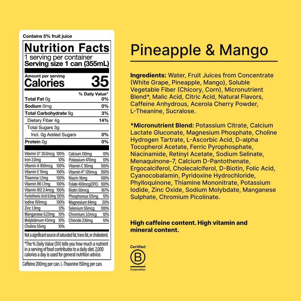Huel Energy+ Drink huel energy plus nutrition pineapple mango