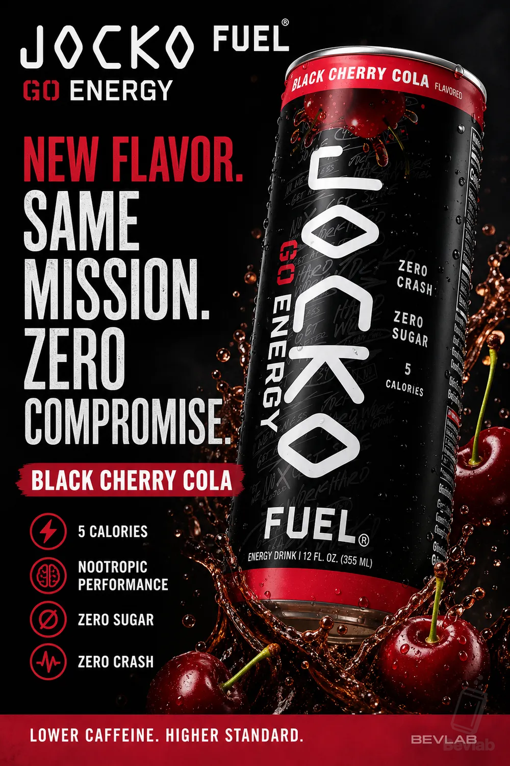 Jocko Fuel GO Black Cherry Cola energy drink can