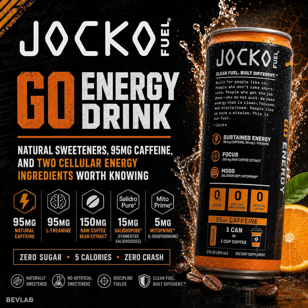 Jocko Fuel GO energy drink can with matte black design