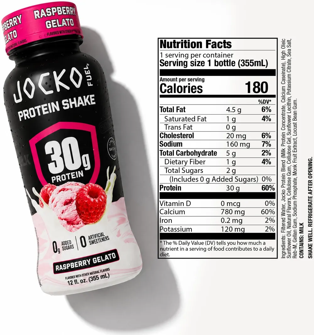 Jocko MOLK Protein Shake ingredients panel close-up