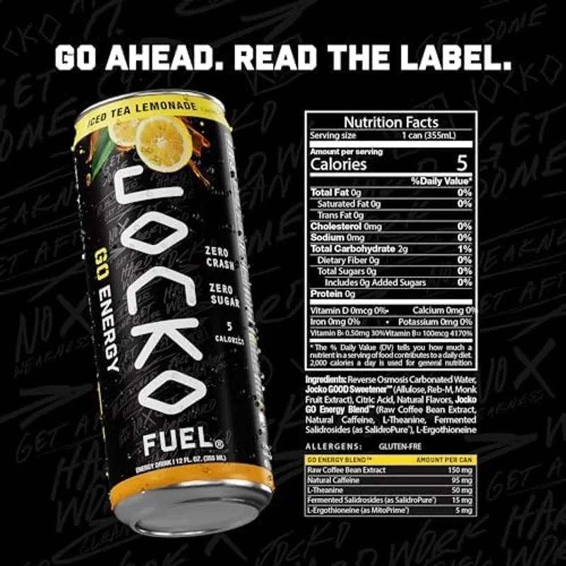 Jocko GO Iced Tea Lemonade current formula label