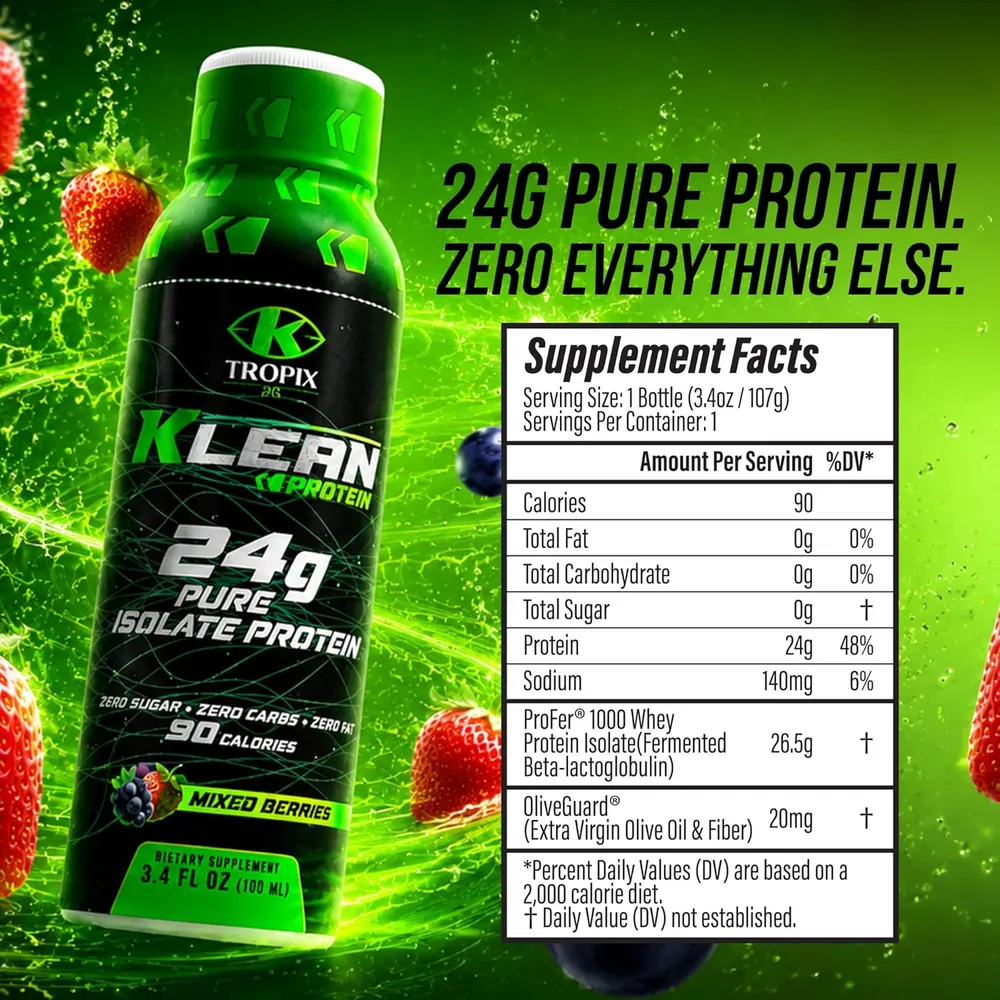 Klean Protein Shot Mixed Berries ingredient label