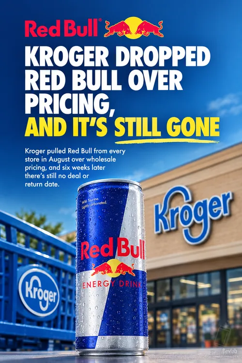 Bevlab graphic on Kroger dropping Red Bull over pricing