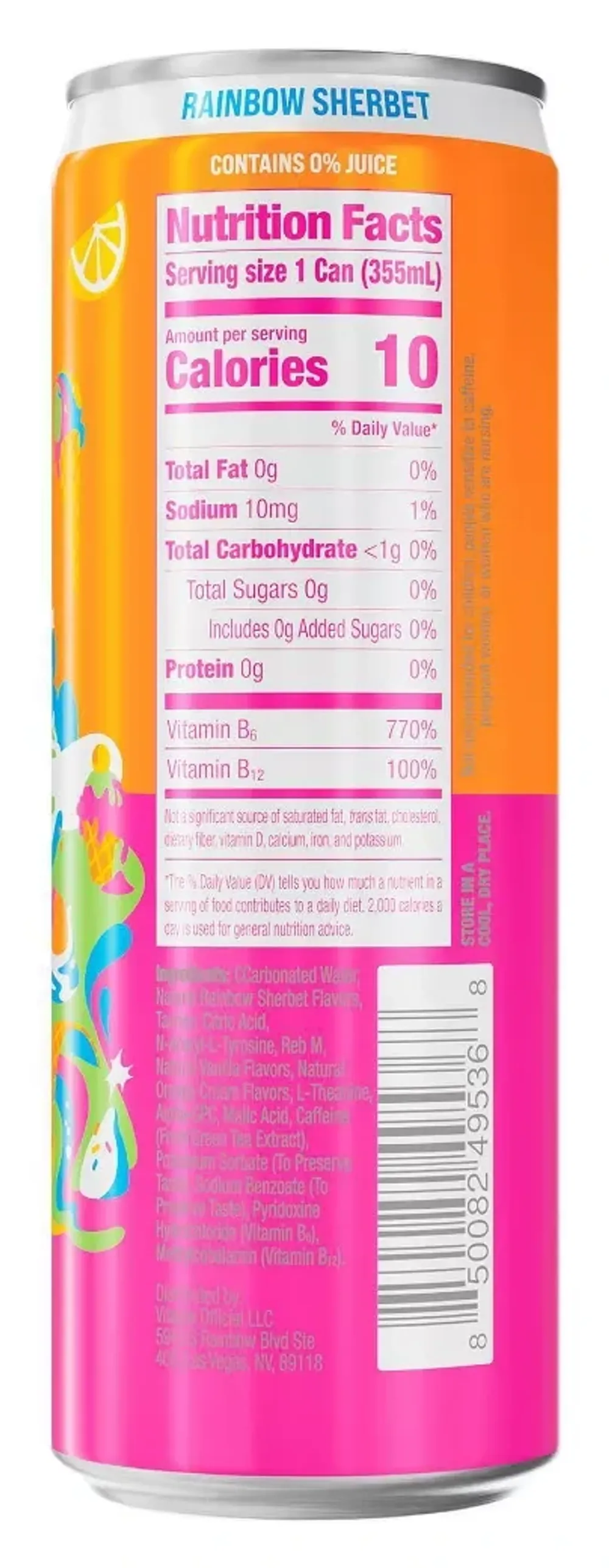Nello Energy Rainbow Sherbet Label