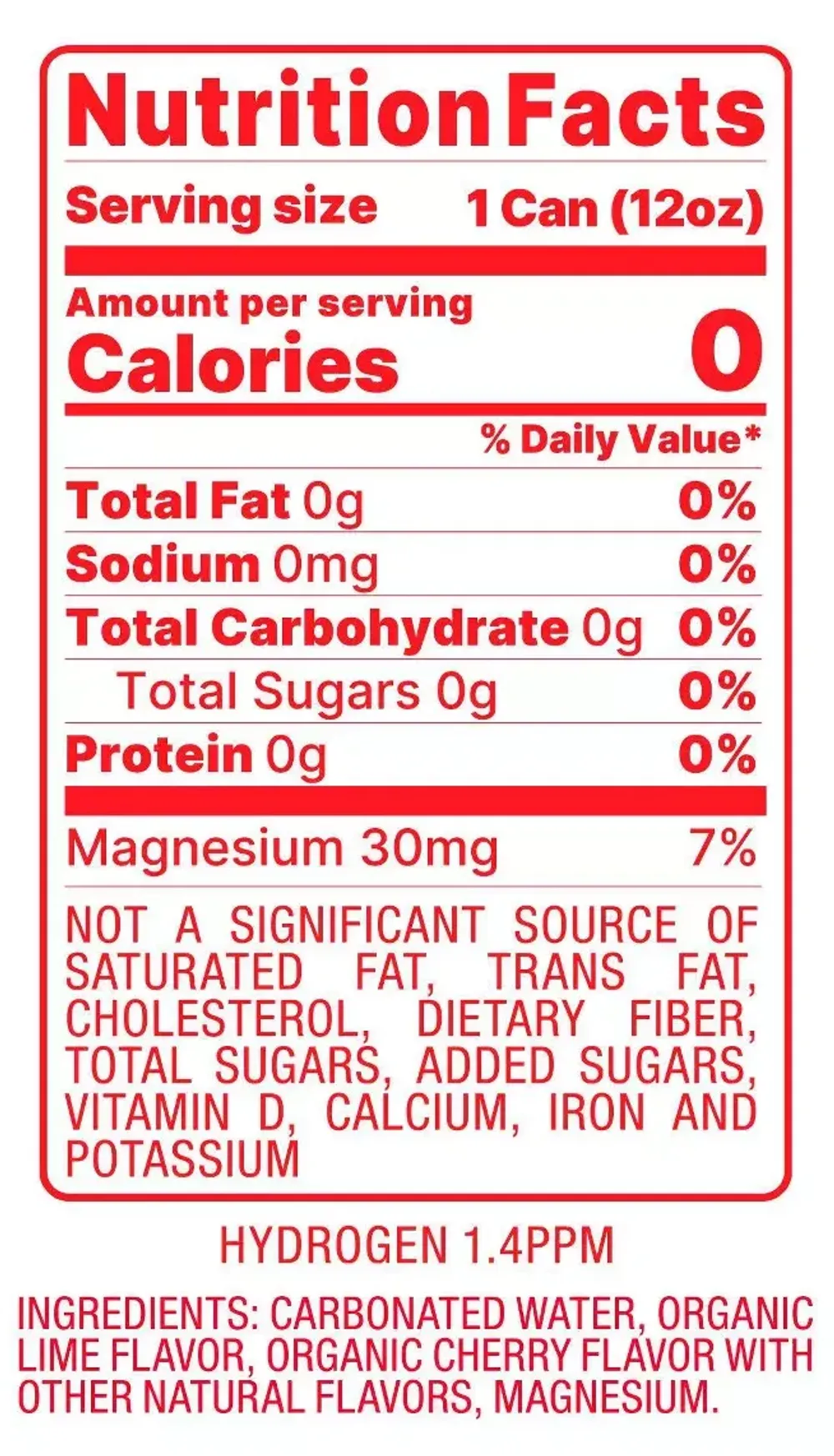 Ohy Cherry Lime Label Ingredients