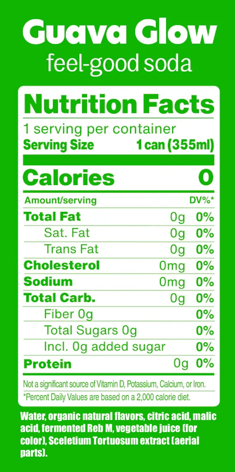 On the Brightside Feel-Good Soda Nutrition Facts and ingredients label