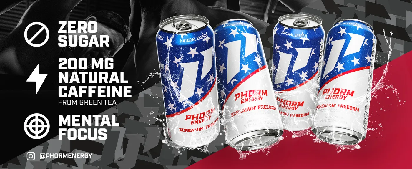 Phorm Energy brand banner highlighting the clean energy and nootropic formula