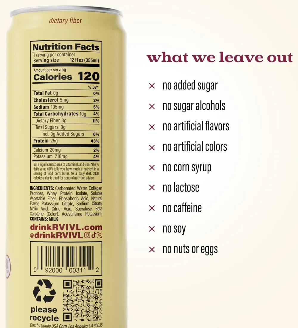 rvivl nutrition facts can panel