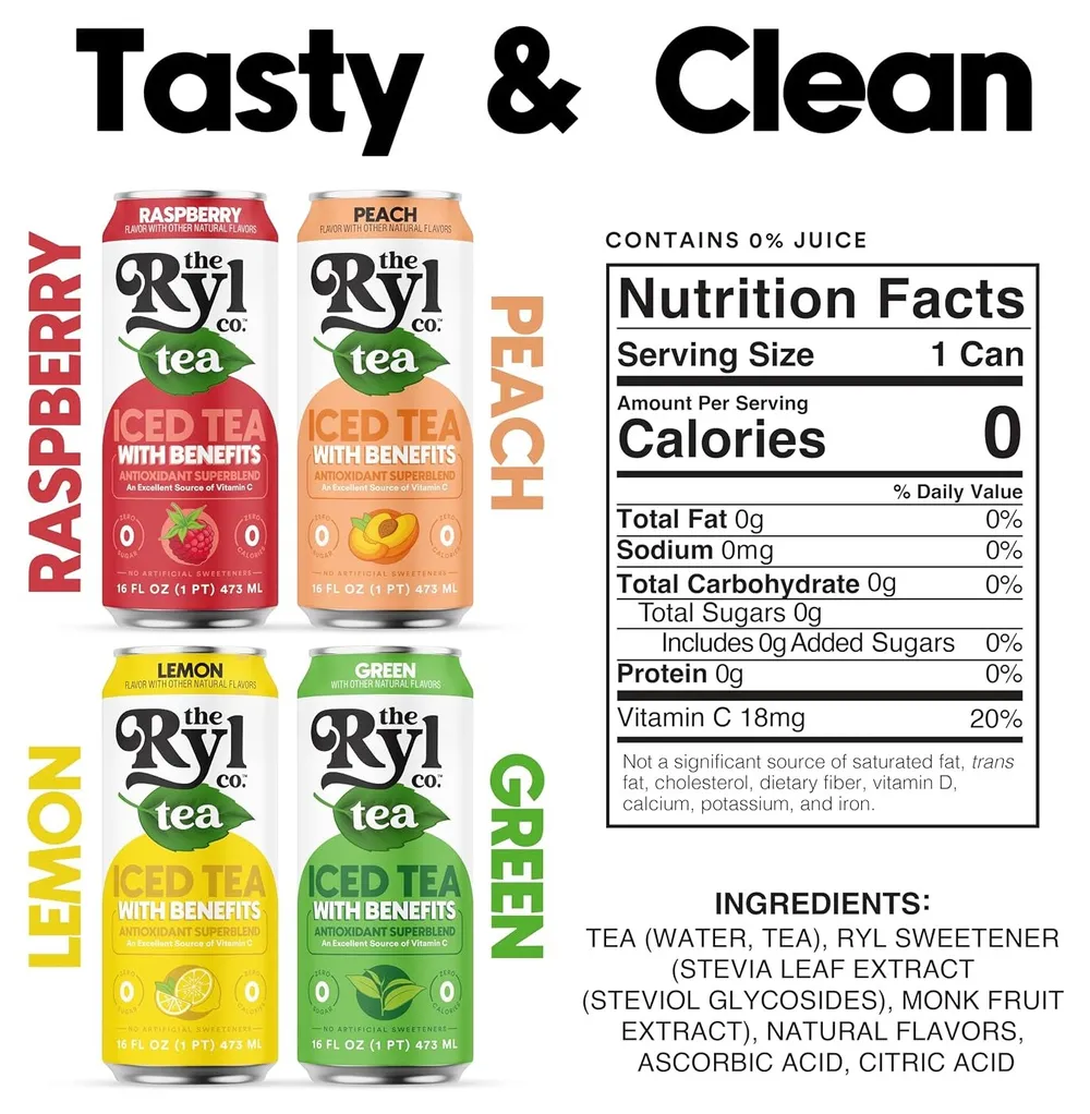 Ryl Iced Tea With Benefits Antioxidant Superblend Package Label