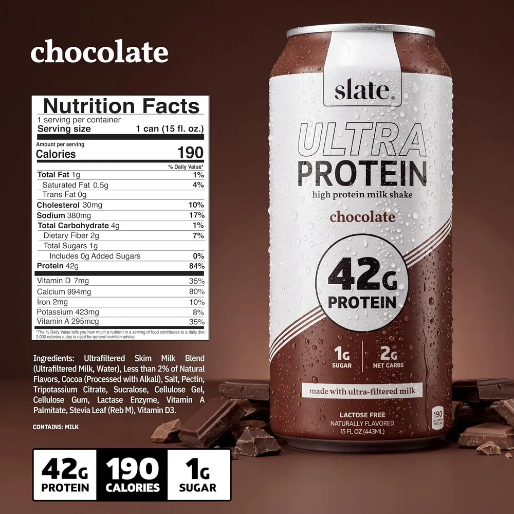 Slate Ultra Protein 42g Nutrition Facts and ingredients label