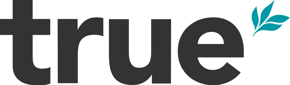 True Protein logo: the word true in dark lowercase letters with a small teal leaf mark
