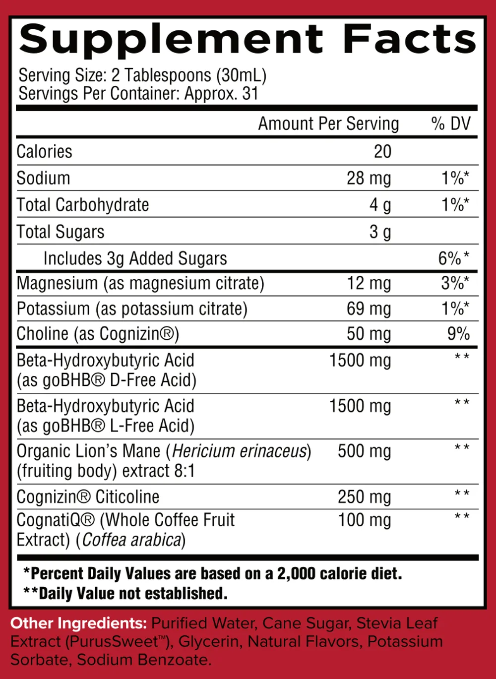Unmatched Supps Cognishot Ingredients