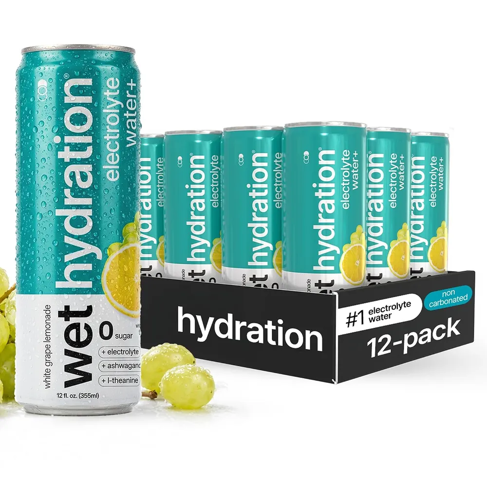Wet Hydration Electrolyte Water wet hydration electrolyte white grape lemonade front