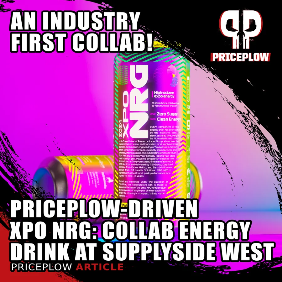 XPO NRG collaborative energy drink can with PricePlow branding