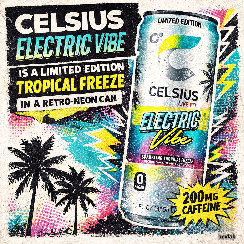 Celsius Electric Vibe Is a Limited Edition Tropical Freeze in a Retro-Neon Can