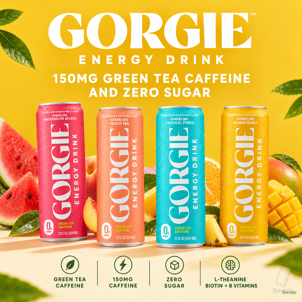 GORGIE Energy Drink: 150mg Green Tea Caffeine and Zero Sugar