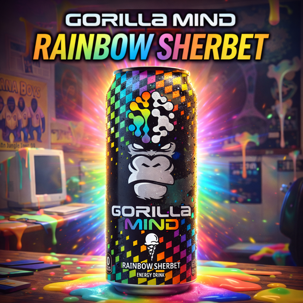 Rainbow Sherbet Drops Across the Gorilla Mind Lineup -- Energy Drink, Mode, and Nitric