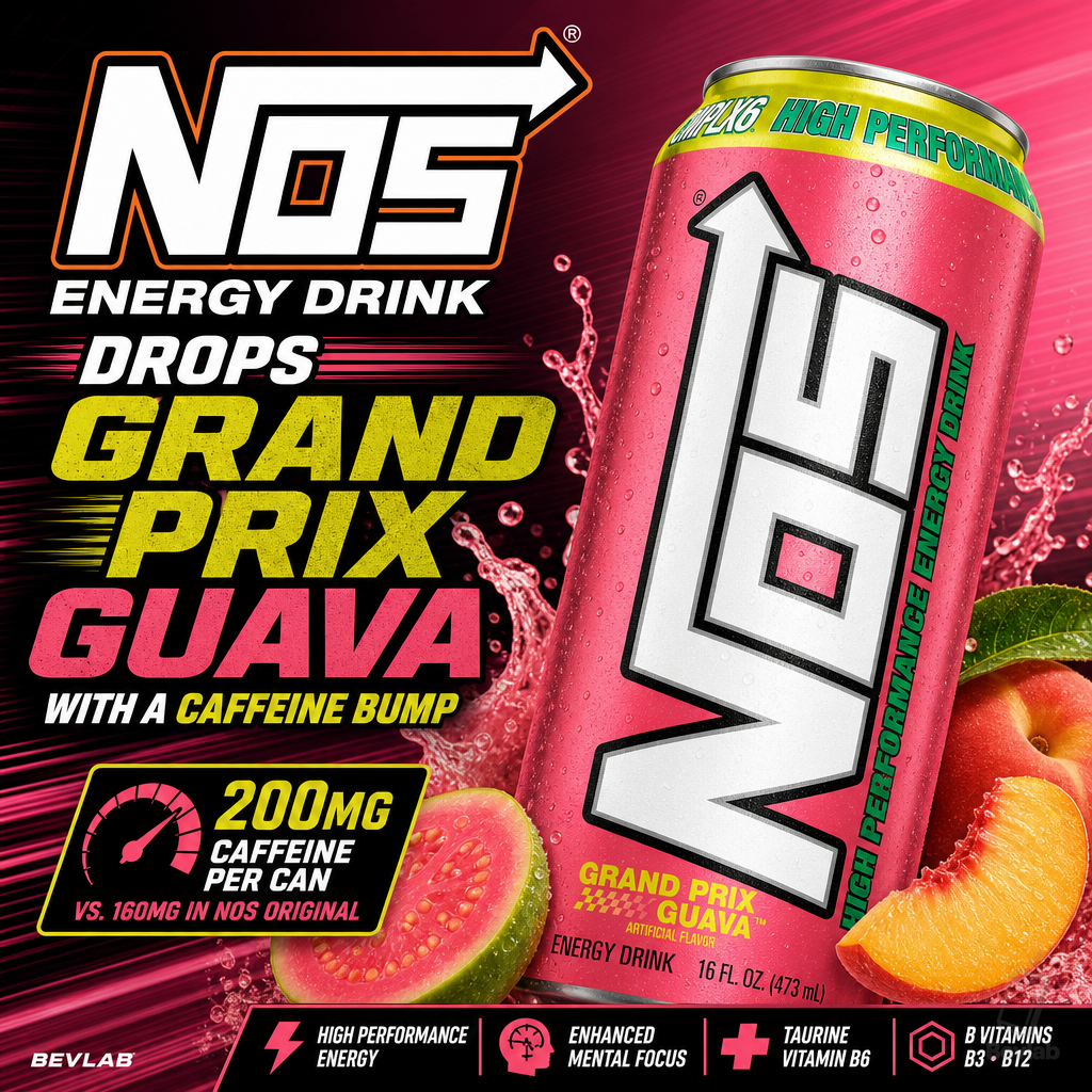 NOS Energy Drink Drops Grand Prix Guava With a Caffeine Boost